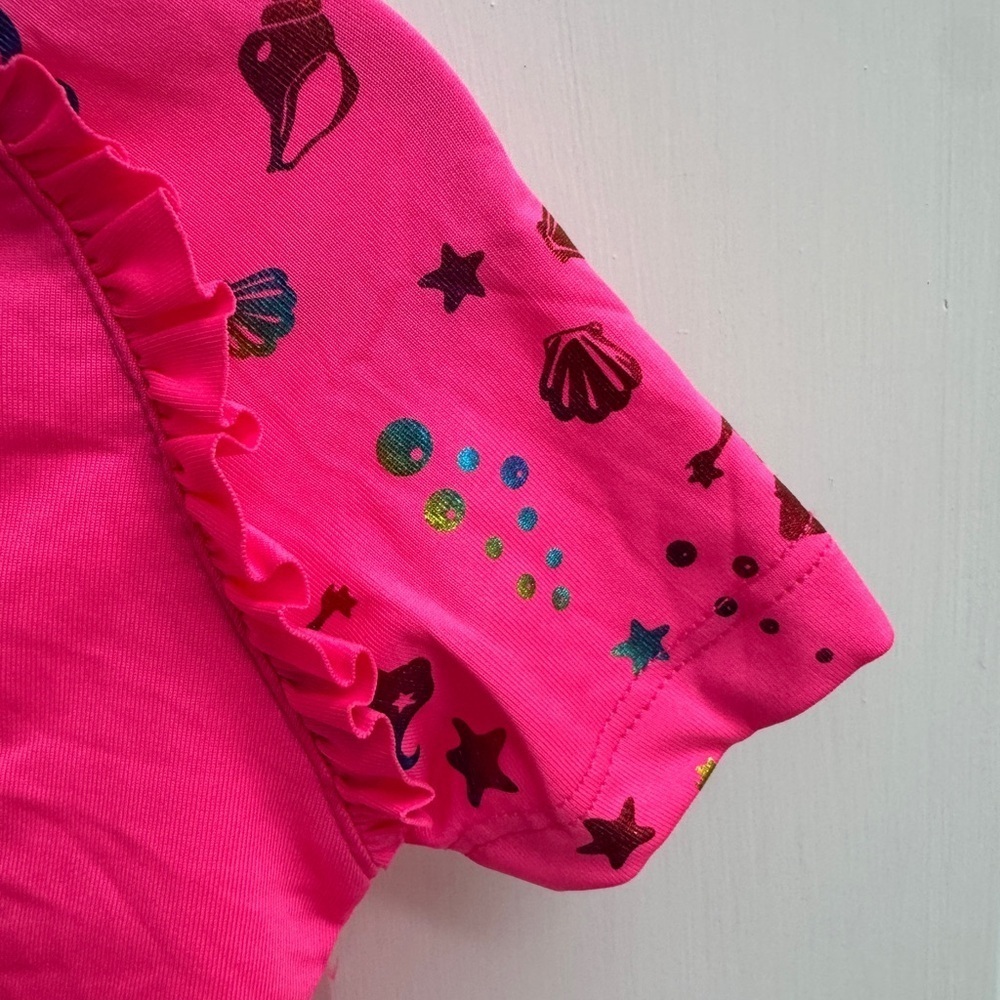 NWOT Lemon Kiss 2T Girls Hot Pink Rainbow Mermaid Swim Shirt Bathingsuit - Picture 3 of 7